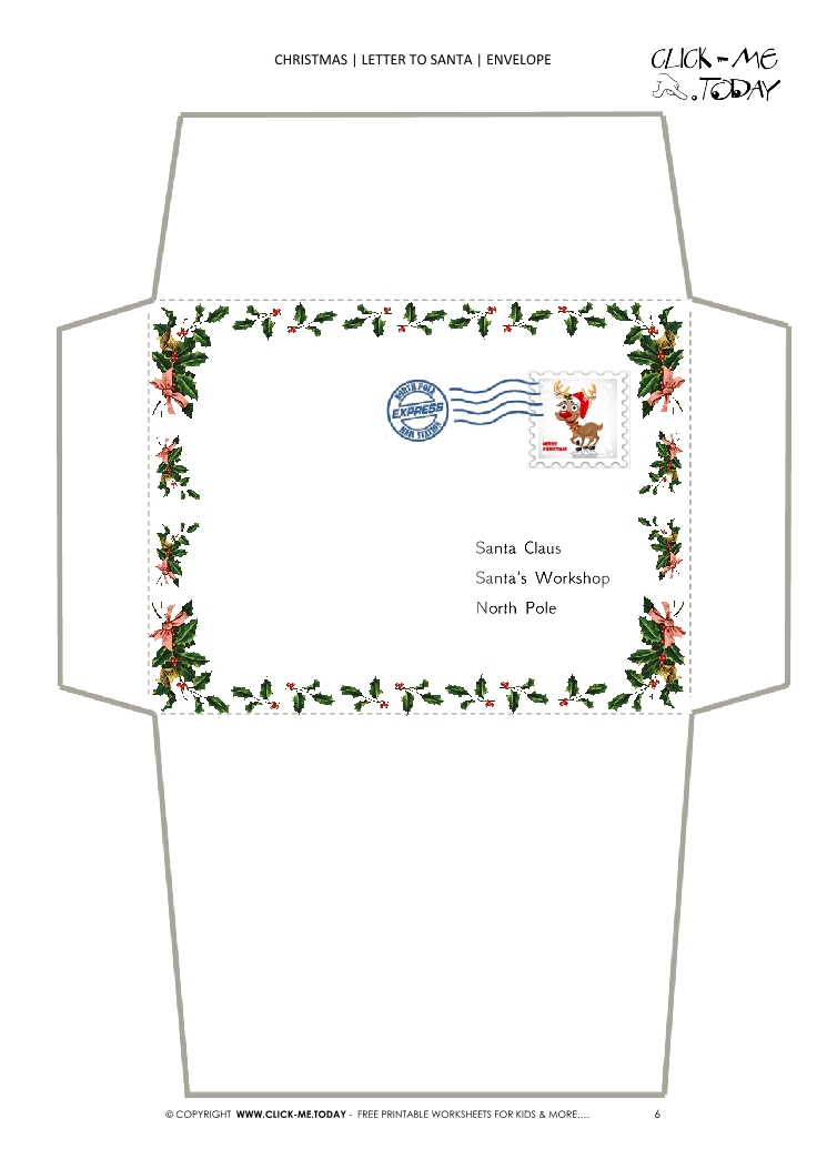 Free printable Christmas envelope stationery border template stamp 6